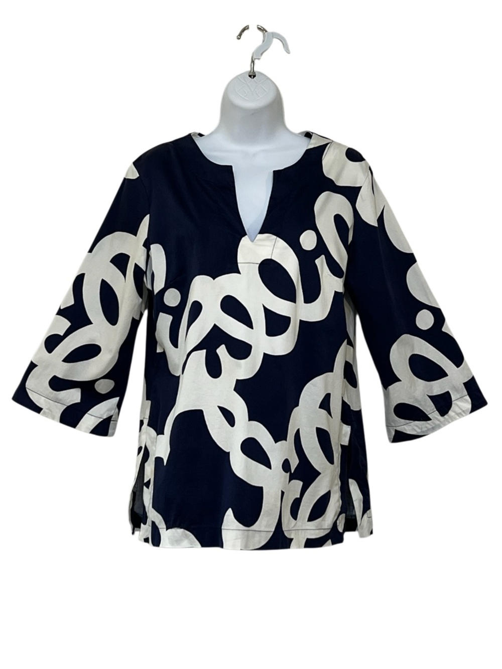 Lilly Pulitzer Mojito Loopy Lilly Signature Tunic Top Navy White Size S